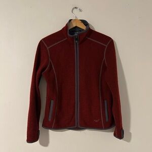 Kuhl Alfpaca Fleece Jacket Red Full Zip Thumb Holes Zip Pockets